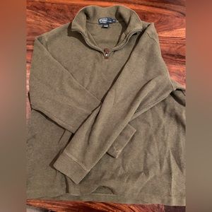 Polo Ralph Lauren Mens 1/4 Zip Pullover Sweater Green XLarge 100% Cotton